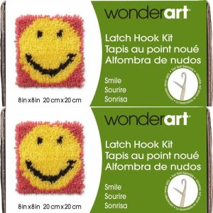 Spinrite Wonderart Latch Hook Kit 8inchX8inch Smile 1 Pack of 2 Piece