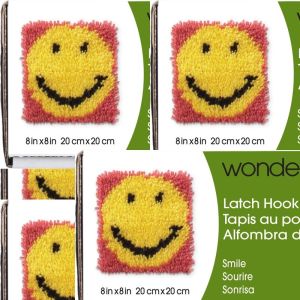 Spinrite Wonderart Latch Hook Kit 8inchX8inch Smile 1 Pack of 3 Piece