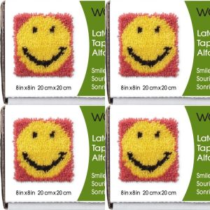 Spinrite Wonderart Latch Hook Kit 8inchX8inch Smile 1 Pack of 4 Piece