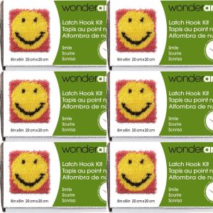 Spinrite Wonderart Latch Hook Kit 8inchX8inch Smile 1 Pack of 6 Piece