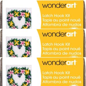 Spinrite Wonderart Latch Hook Kit 12inchX12inch Heart Wreath 1 Pack of 3 Piece