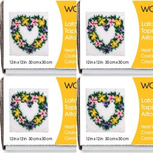 Spinrite Wonderart Latch Hook Kit 12inchX12inch Heart Wreath 1 Pack of 4 Piece