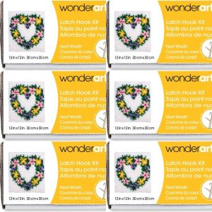 Spinrite Wonderart Latch Hook Kit 12inchX12inch Heart Wreath 1 Pack of 6 Piece