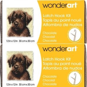 Spinrite Wonderart Latch Hook Kit 12inchX12inch Chocolate Dog 1 Pack of 2 Piece
