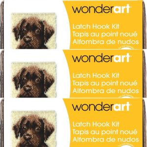 Spinrite Wonderart Latch Hook Kit 12inchX12inch Chocolate Dog 1 Pack of 3 Piece