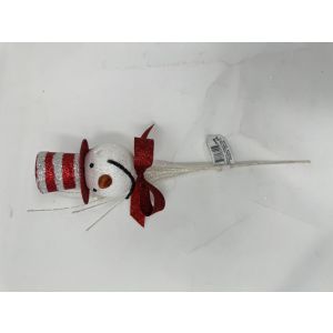 Christmas Pick Snowman White 12 Inches