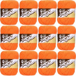 Spinrite Lily Sugar n Cream Yarn Solids Super Size Hot Orange 1 Pack of 12 Skein