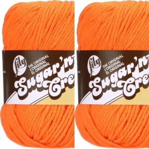 Spinrite Lily Sugar n Cream Yarn Solids Super Size Hot Orange 1 Pack of 2 Skein