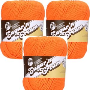 Spinrite Lily Sugar n Cream Yarn Solids Super Size Hot Orange 1 Pack of 3 Skein