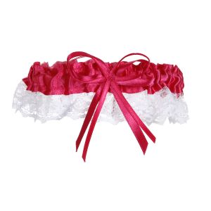 Garter Fuchsia And White Lace With Bow