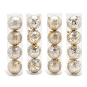 Tree Trimmng Gold Christmas Ornament Round 80 Millimeter