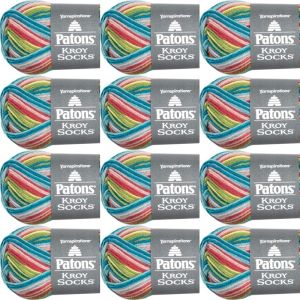 Spinrite Patons Kroy Socks Yarn Meadow Stripes 1 Pack of 12 Skein