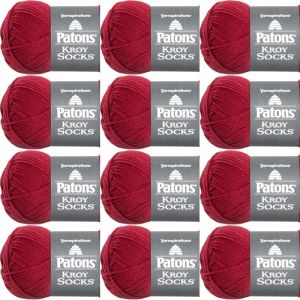 Spinrite Patons Kroy Socks Yarn Red 1 Pack of 12 Skein