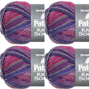 Spinrite Patons Kroy Socks Yarn Purple Haze Stripes 1 Pack of 4 Skein
