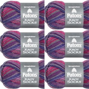 Spinrite Patons Kroy Socks Yarn Purple Haze Stripes 1 Pack of 6 Skein