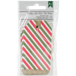 Christmas Tags Red And Green Striped