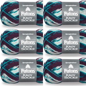 Spinrite Patons Kroy Socks Yarn Blue Raspberry 1 Pack of 6 Skein