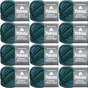 Spinrite Patons Kroy Socks Yarn Turquoise Stripes 1 Pack of 12 Skein