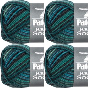 Spinrite Patons Kroy Socks Yarn Turquoise Stripes 1 Pack of 4 Skein