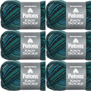 Spinrite Patons Kroy Socks Yarn Turquoise Stripes 1 Pack of 6 Skein