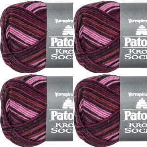 Spinrite Patons Kroy Socks Yarn Amethyst Stripes 1 Pack of 4 Skein
