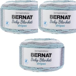 Spinrite Bernat Baby Blanket Stripes Yarn Seaglass 1 Pack of 3 Skein