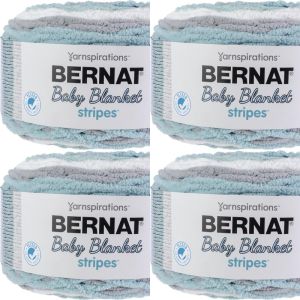 Spinrite Bernat Baby Blanket Stripes Yarn Seaglass 1 Pack of 4 Skein
