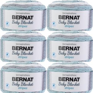 Spinrite Bernat Baby Blanket Stripes Yarn Seaglass 1 Pack of 6 Skein