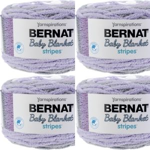 Spinrite Bernat Baby Blanket Stripes Yarn Violets 1 Pack of 4 Skein