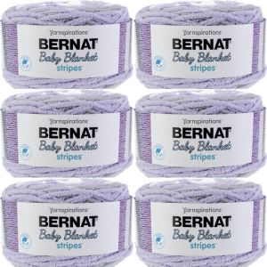 Spinrite Bernat Baby Blanket Stripes Yarn Violets 1 Pack of 6 Skein