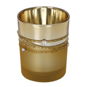 David Tutera Glass Votives Gold Plated With Rhinestones