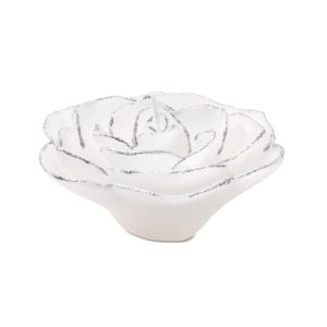 Floating Candles Rose White Silver 3.75 Inches