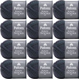 Spinrite Patons Kroy Socks FX Yarn Midnight 1 Pack of 12 Skein