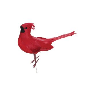 Bird Cardinal with Wire Red 6 inches