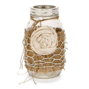 Flower with Frayed Edges and Clip Cotton White 2.5 Inches