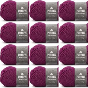 Spinrite Patons Canadiana Yarn Solids Fuchsia 1 Pack of 12 Skein
