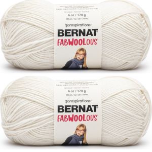Spinrite Bernat Fabwoolous Yarn Cream 1 Pack of 2 Skein