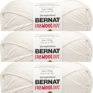 Spinrite Bernat Fabwoolous Yarn Cream 1 Pack of 3 Skein