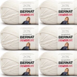Spinrite Bernat Fabwoolous Yarn Cream 1 Pack of 6 Skein
