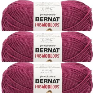 Spinrite Bernat Fabwoolous Yarn Fuchsia 1 Pack of 3 Skein