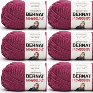 Spinrite Bernat Fabwoolous Yarn Fuchsia 1 Pack of 6 Skein