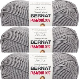 Spinrite Bernat Fabwoolous Yarn Steel 1 Pack of 3 Skein