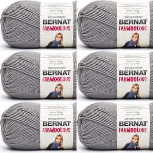 Spinrite Bernat Fabwoolous Yarn Steel 1 Pack of 6 Skein