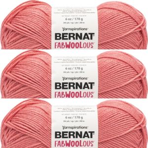Spinrite Bernat Fabwoolous Yarn Rich Rose 1 Pack of 3 Skein