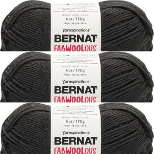 Spinrite Bernat Fabwoolous Yarn Coal 1 Pack of 3 Skein