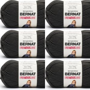 Spinrite Bernat Fabwoolous Yarn Coal 1 Pack of 6 Skein