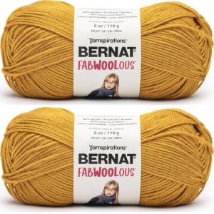 Spinrite Bernat Fabwoolous Yarn Bright Gold 1 Pack of 2 Skein