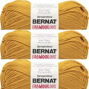 Spinrite Bernat Fabwoolous Yarn Bright Gold 1 Pack of 3 Skein