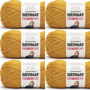 Spinrite Bernat Fabwoolous Yarn Bright Gold 1 Pack of 6 Skein