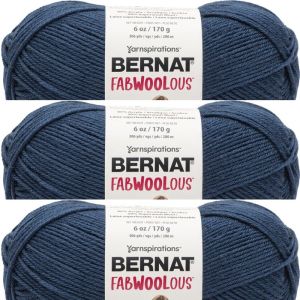 Spinrite Bernat Fabwoolous Yarn Navy 1 Pack of 3 Skein
